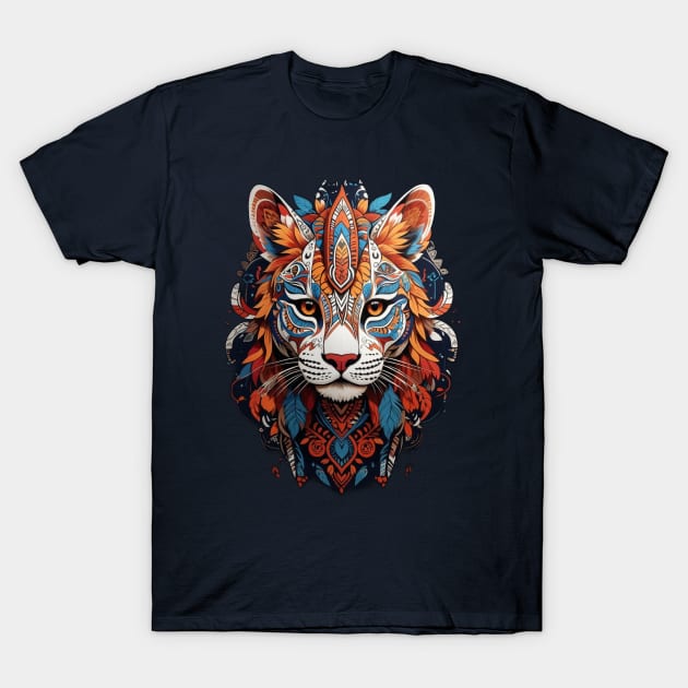 Tribal Mountain Lion One T-Shirt by ginkelmier@gmail.com